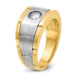 IBGoodman 14k Two-tone Men's Polished Satin and Grooved 1/2 Carat AA Quality Diamond Ring - Image 8