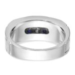 IBGoodman 14k White Gold Men's Polished and Grooved Lab Created Sapphire and 1/10 Carat AA Quality Diamond Ring - Image 6