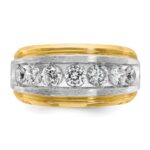 IBGoodman 14k with White Rhodium Men's Polished Satin and Grooved 7-Stone 1 1/5 Carat AA Quality Diamond Ring - Image 6