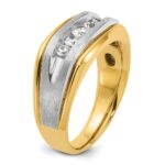 IBGoodman 14k Two-tone Men's Polished Satin and Grooved 5-Stone 1/2 Carat AA Quality Diamond Ring - Image 8
