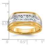 IBGoodman 14k Two-tone Men's Polished Satin and Grooved 5-Stone Ring Mounting - Image 3