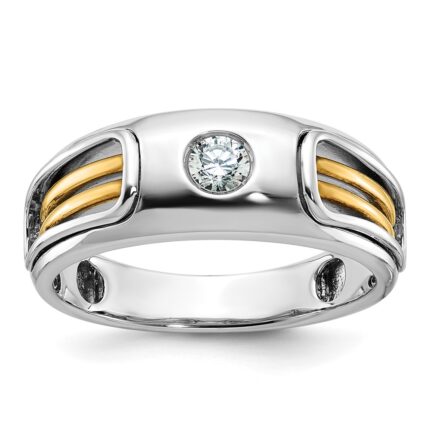 14k Two-tone IBGoodman Men's Polished and Cut-Out Ring Mounting