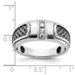 14k White Gold with Black Rhodium IBGoodman Men's 1/5 carat Diamond Complete Ring - Image 3