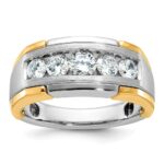 IBGoodman 14k Two-tone Men's Polished Satin and Grooved 5-Stone Ring Mounting