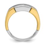 IBGoodman 14k Two-tone Men's Polished Satin and Grooved 5-Stone 1 Carat AA Quality Diamond Ring - Image 2