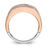 IBGoodman 14k White and Rose Gold Men's Polished Satin and Grooved 5-Stone Ring