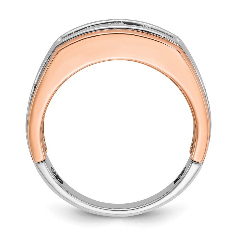 B63991-4WRAA-2.jpg IBGoodman 14k White and Rose Gold Men's Polished Satin and Grooved 5-Stone Ring - Image 1
