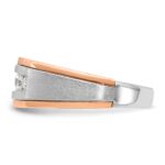 IBGoodman 14k White and Rose Gold Men's Polished Satin and Grooved 5-Stone 1/2 Carat AA Quality Diamond Ring - Image 4