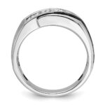 IBGoodman 14k White Gold with Black Rhodium 1/2 carat Lab Grown Diamond VS/SI+ G+ Complete Polished Satin and Grooved Men's Ring - Image 2
