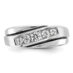 IBGoodman 14k White Gold with Black Rhodium 1/2 carat Lab Grown Diamond VS/SI+ G+ Complete Polished Satin and Grooved Men's Ring - Image 4