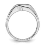 IBGoodman 14k White Gold with Black Rhodium Men's Polished Satin and Grooved Solitaire 1/5 Carat AA Quality Diamond Ring - Image 2