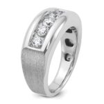 IBGoodman 14k White Gold Men's Polished and Satin 5-Stone 1 Carat AA Quality Diamond Ring - Image 8