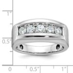 IBGoodman 14k White Gold Men's Polished and Satin 5-Stone Ring Mounting - Image 2
