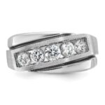 10k White Gold Men's Polished Satin and Grooved Ring Mounting - Image 4