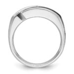 14k White Gold Men's Polished Satin and Grooved Ring Mounting - Image 2