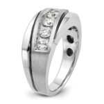 IBGoodman 14k White Gold with Black Rhodium Men's Polished Satin and Grooved 1 Carat AA Quality Diamond Ring - Image 8