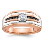 14k Two-tone White/Rose IBGoodman Men's 1/2 carat Black/White Diamond Complete Ring