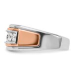 IBGoodman 14k White and Rose Gold Men's Polished and Grooved 5-Stone Ring Mounting - Image 4