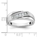 IBGoodman 10k White Gold with Black Rhodium Men's Polished Satin and Grooved 1/4 Carat A Quality Diamond Ring - Image 2