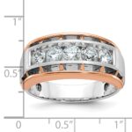 IBGoodman 14k White and Rose Gold Men's Polished Satin and Cut-Out 5-Stone Ring Mounting - Image 3