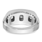 10k White Gold IBGoodman Men's Polished & Satin 3-Row Ring Mounting - Image 7