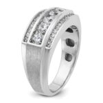 IBGoodman 10k White Gold Men's Polished and Satin 3-Row 1 1/4 Carat A Quality Diamond Ring - Image 8