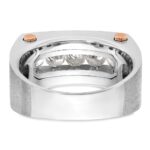 IBGoodman 14k White and Rose Gold Men's Polished Satin and Grooved 5-Stone Ring Mounting - Image 7