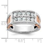 IBGoodman 14k White and Rose Gold Men's Polished and Cut-Out 2-Row Ring Mounting - Image 3