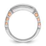 IBGoodman 14k White and Rose Gold Men's Polished and Cut-Out 3-Row 1 1/5 Carat AA Quality Diamond Ring - Image 2