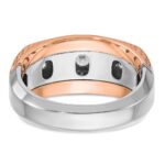 IBGoodman 14k White and Rose Gold Men's Polished and Textured 5-Stone 1 Carat AA Quality Diamond Ring - Image 7