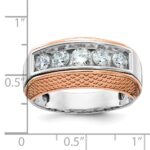 IBGoodman 14k White and Rose Gold Men's Polished and Textured 5-Stone Ring Mounting - Image 3