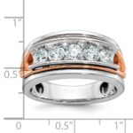 IBGoodman 14k Rose and White Gold Men's Polished Cut-Out 5-Stone Ring Mounting - Image 2