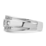 IBGoodman 14k White Gold Men's Polished and Grooved Square 1 1/4 Carat AA Quality Diamond 5-Stone Ring - Image 5