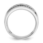 IBGoodman 14k White Gold Men's Polished and Grooved Square Black and White 1 1/5 Carat AA Quality Diamond 5-Stone Ring - Image 2