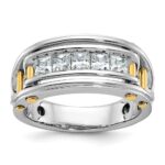 IBGoodman 14k Two-tone 1 carat Lab Grown Diamond VS/SI+ G+ Five Stone Complete Polished and Cut Out Men's Ring