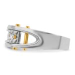 IBGoodman 14k Two-tone 1/2 carat Lab Grown Diamond VS/SI+ G+ Five Stone Complete Polished and Cut Out Men's Ring - Image 3