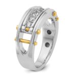 IBGoodman 14k Two-tone 1/2 carat Lab Grown Diamond VS/SI+ G+ Five Stone Complete Polished and Cut Out Men's Ring - Image 6