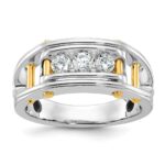 IBGoodman 14k Two-tone 1/2 carat Lab Grown Diamond VS/SI+ G+ Three Stone Complete Polished and Cut Out Men's Ring