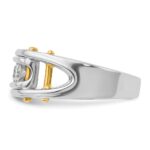 IBGoodman 14k Two-tone Men's Polished Grooved and Cut-Out 3-Stone 1/2 Carat AA Quality Diamond Ring - Image 5