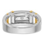 IBGoodman 14k Two-tone Men's Polished Grooved and Cut-Out 3-Stone 1/2 Carat AA Quality Diamond Ring - Image 7
