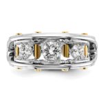 14k Two-tone IBGoodman Men's Polished 3-Stone Ring Mounting - Image 6