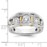 14k Two-tone IBGoodman Men's Polished 3-Stone Ring Mounting - Image 4