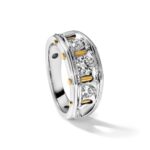 IBGoodman 14k Two-tone Men's Polished 3-Stone 1 Carat AA Quality Diamond Ring - Image 9