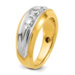 IBGoodman 14k Two-tone Men's Polished and Grooved 3-Stone 3/4 Carat AA Quality Diamond Ring - Image 8