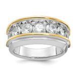 14k Two-tone IBGoodman Men's Polished 7-Stone Ring Mounting