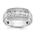 14k White Gold IBGoodman Men's Polished & Satin 3-Row Ring Mounting
