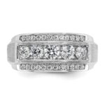 IBGoodman 14k White Gold 1 7/8 carat Lab Grown Diamond VS/SI+ G+ Complete Polished and Satin Three Row Men's Ring - Image 4