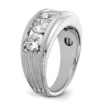 True Origin IBGoodman 14k White Gold 3 1/2 carat Lab Grown Diamond VS+ F+ Five Stone Complete Polished Brushed and Grooved Men's Ring - Image 7