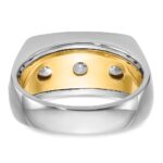 IBGoodman 14k Two-tone Men's Polished and Grooved 3-Stone Ring Mounting - Image 7