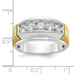 IBGoodman 14k Two-tone Men's Polished and Textured 5-Stone 1 Carat AA Quality Diamond Ring - Image 3